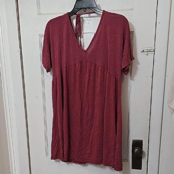 Olivia RAE MAROON BURGUNDY WOMENS SMALL BABYDOLL DRESS PREOWNED - Picture 1 of 3